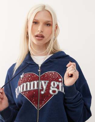 Tommy Jeans tommy girl full zip hoodie in navy - view 1