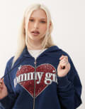 [Tommy Jeans] Tommy Jeans tommy girl full zip hoodie in navy S Washed Desert Sky