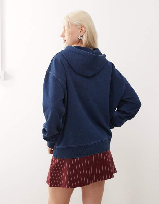 Tommy Jeans tommy girl full zip hoodie in navy, 4 of 4