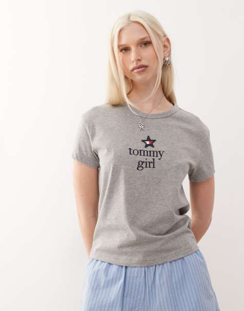 Tommy Jeans tommy girl graphic t-shirt in grey - view 1
