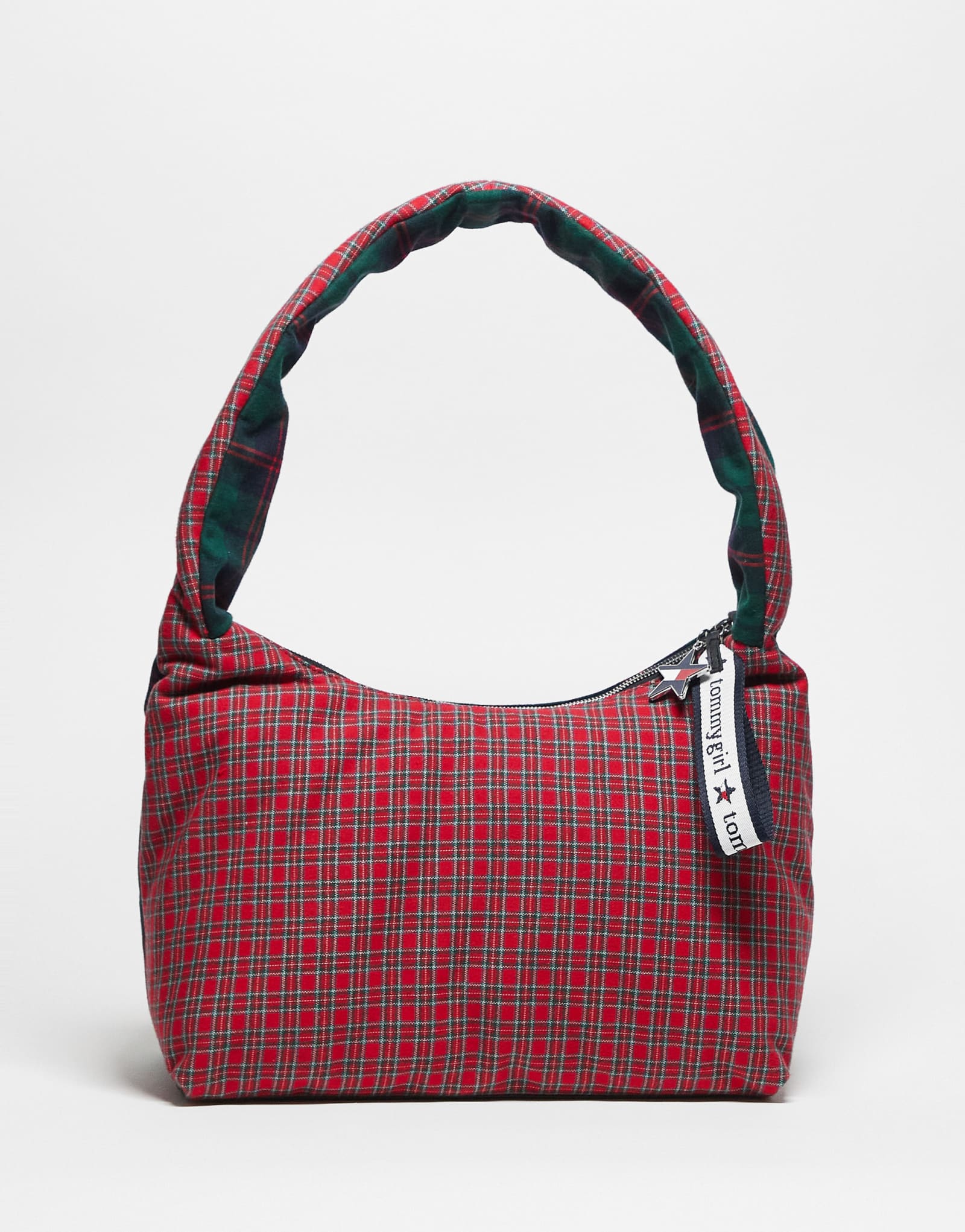 Сумка Tommy Jeans tommy girl в крупную клетку с красно-зеленым принтом