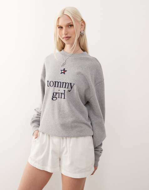 Tommy Jeans tommy girl logo sweatshirt in grey - view 1