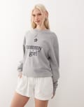[Tommy Jeans] Tommy Jeans tommy girl logo sweatshirt in grey S Light Grey Marl