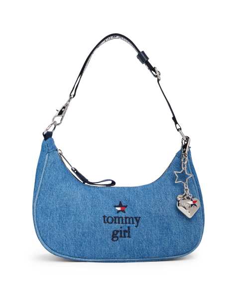 Tommy Jeans tommy girl mini denim shoulder bag in mid wash - view 1