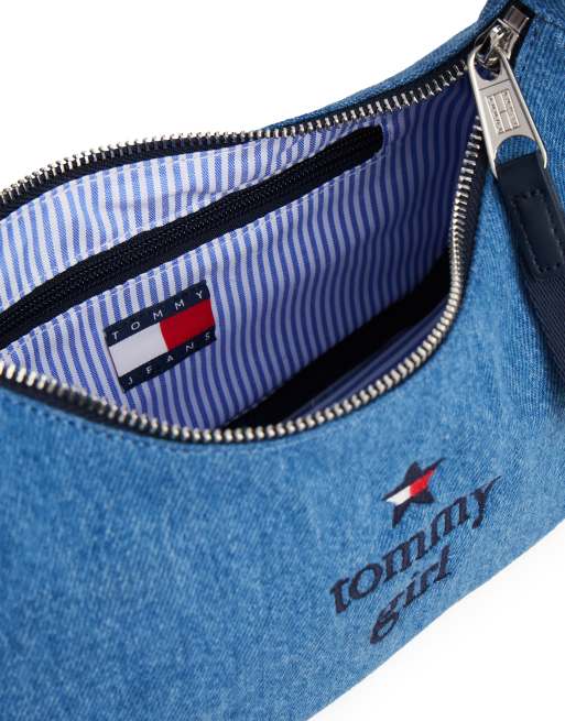 Tommy Jeans tommy girl mini denim shoulder bag in mid wash, 3 of 4