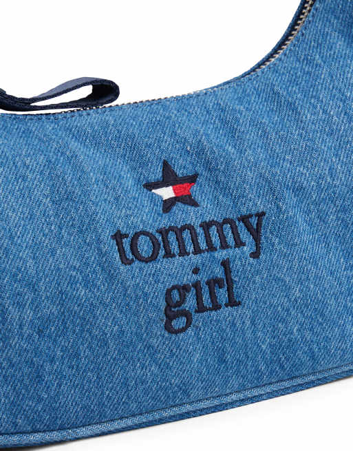 Tommy Jeans tommy girl mini denim shoulder bag in mid wash, 4 of 4