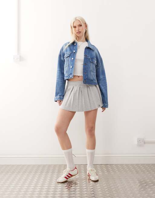 Tommy Jeans tommy girl oversized cropped star denim jacket in dark wash