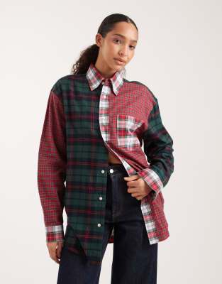 Tommy Jeans Tommy Girl Patchwork Shirt In Red