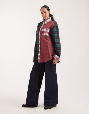 Tommy Jeans Tommy Girl Patchwork Shirt In Red