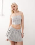 [Tommy Jeans] Tommy Jeans tommy girl pointelle knitted cami top in grey M Light Grey Marl