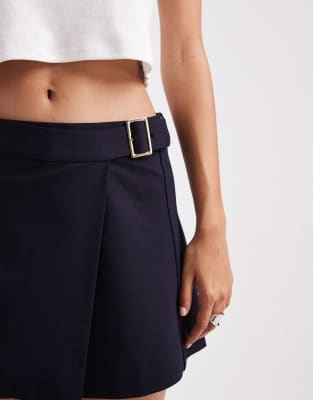 Tommy Jeans Tommy Girl Scholar Tailored Pleated Mini Skirt In Blue