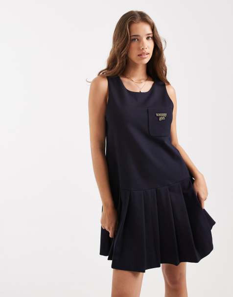 Tommy Jeans Tommy Girl scholar tailored shift dress in navy