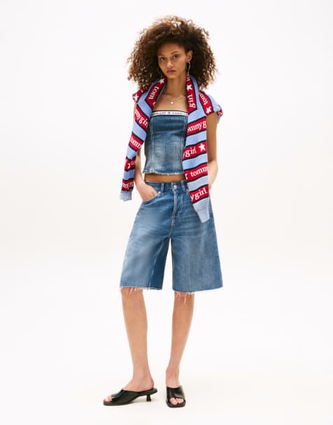 Tommy Jeans tommy girl star denim shorts in dark wash - view 1