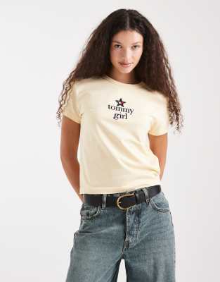 Tommy Jeans Tommy Girl Star Logo Baby Tee In Yellow