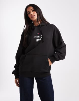Tommy Jeans Tommy Girl Star Logo Hoodie In Black