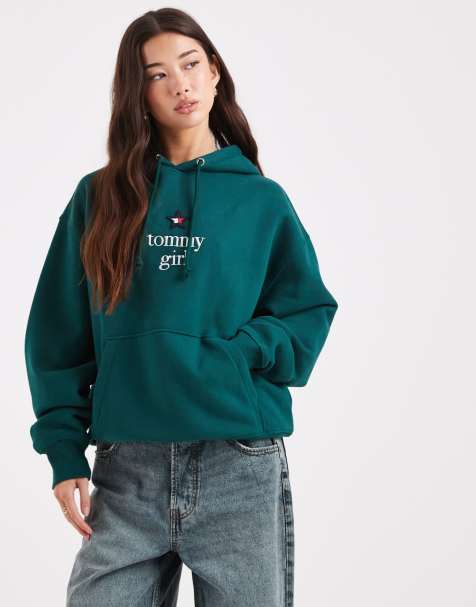 Tommy Jeans Tommy Girl star logo hoodie in emerald green - view 1