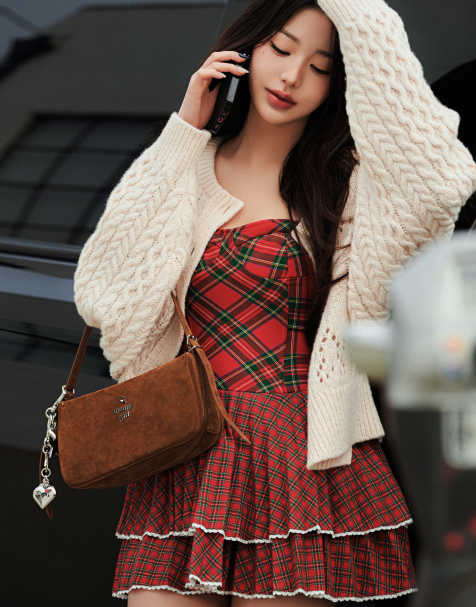 Tommy Jeans Tommy Girl tartan bustier dress in red