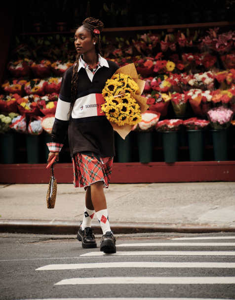 Tommy Jeans Tommy Girl tartan midi skirt with buckle detail in red