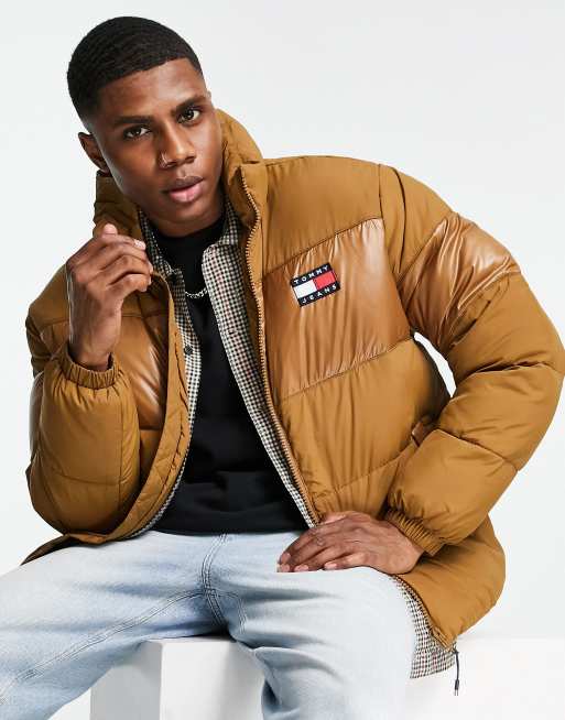 Tommy hilfiger colour hot sale block puffer jacket