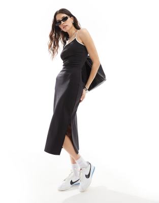  Tommy Jeans tonal script midi dress in black