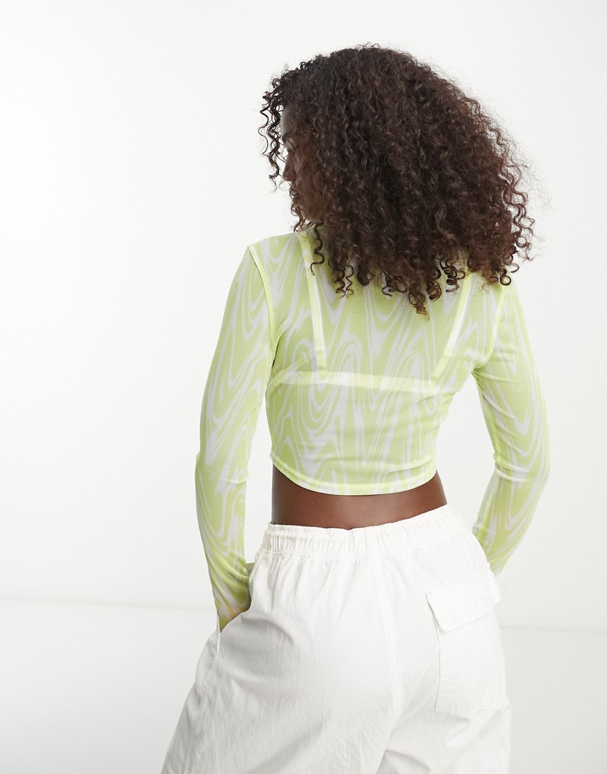 Top in rete color lime con stampa psichedelica-Verde - Tommy Jeans T-shirt donna  - immagine2