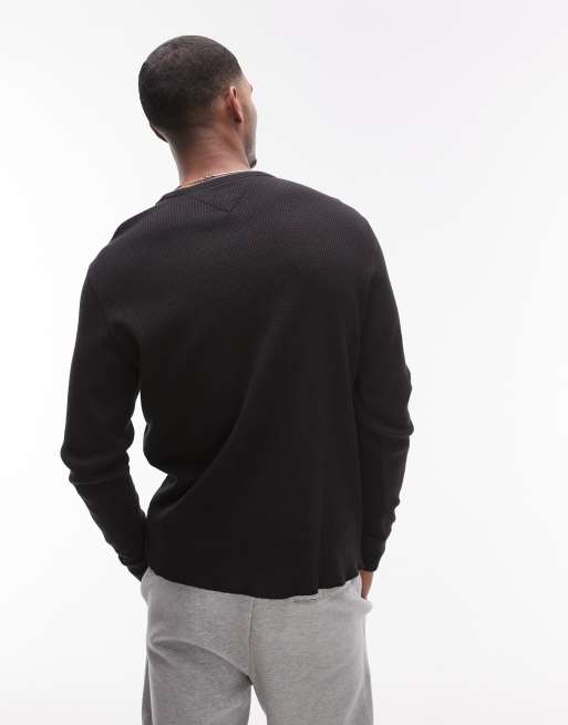 Tommy Jeans - Top met lange mouwen en wafelstructuur in zwart, 4 van 4