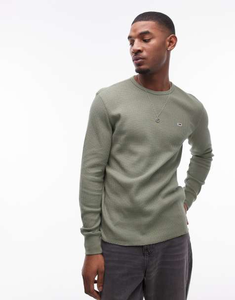 Tommy Jeans – Top z długimi rękawami o waflowej strukturze w kolorze khaki - view 1