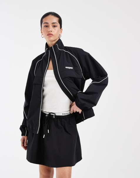 Tommy Jeans track jacket co-ord with piping in black - view 1