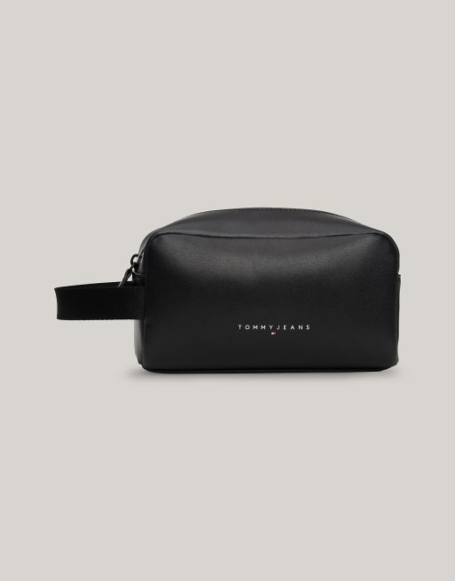Tommy Jeans - Trousse de toilette à logo avec anse sur le côté - Noir