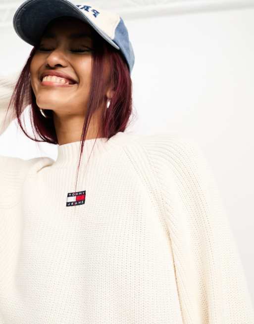 Tommy Jeans - Trui met opstaande boord en badgelogo in wit