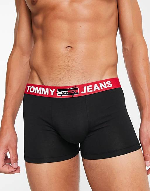 Tommy Jeans trunk with logo waistband in black