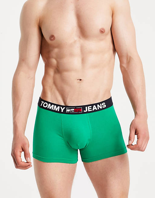 Tommy Jeans trunk with logo waistband in green