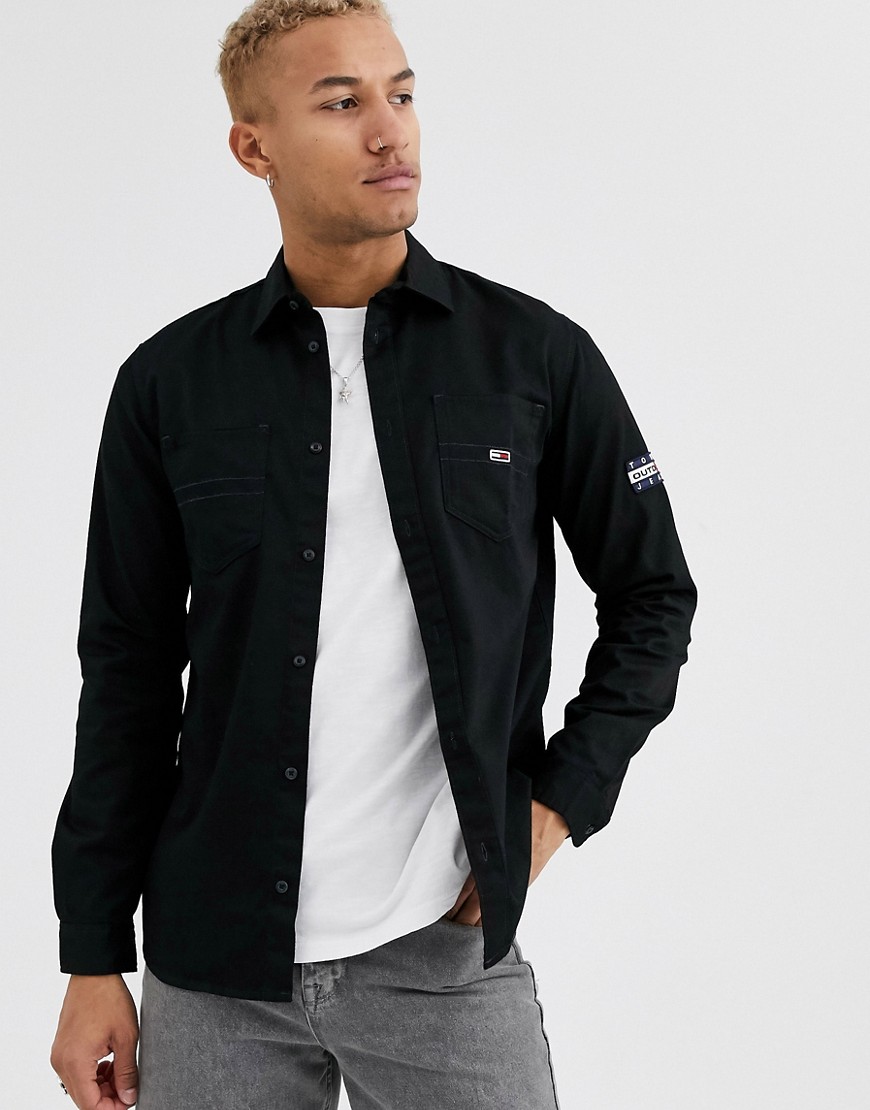 Tommy Jeans twill pocket shirt in black