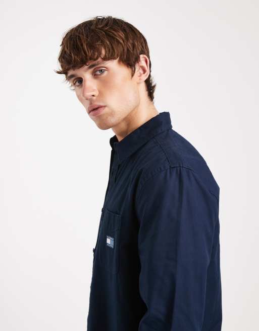 Tommy Jeans twill shirt in washed navy, 4 of 5
