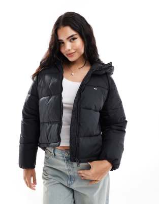 Tommy Jeans - Übergroße Pufferjacke in Schwarz