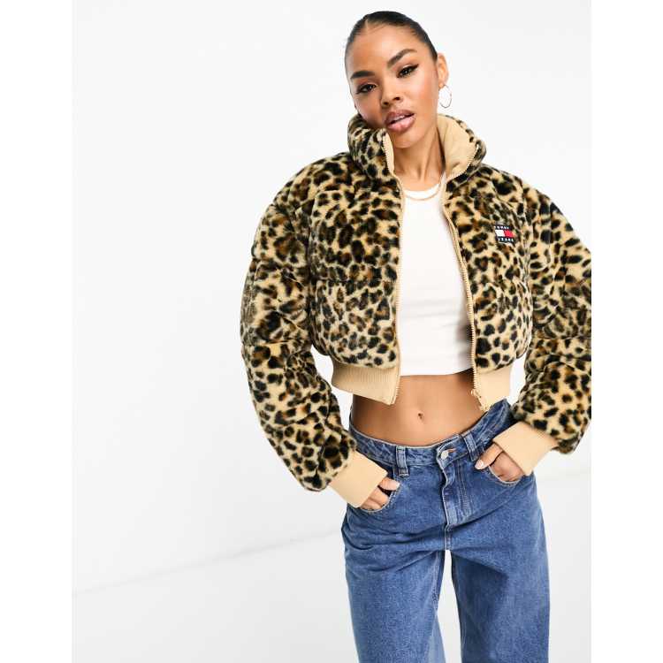 Cropped leopard shop print jacket