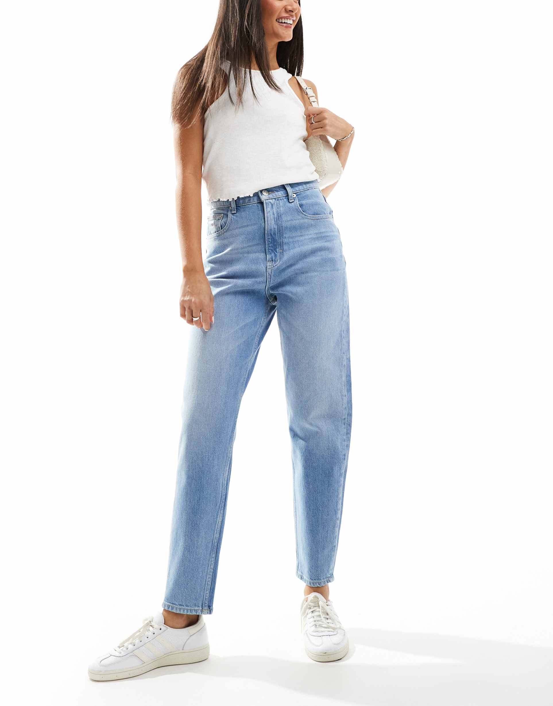 tommy jeans ultra high mom jeans in light wash