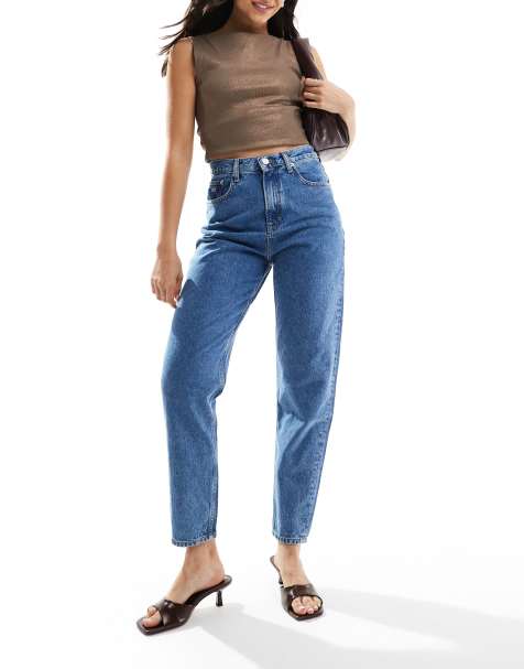 Motel roomy extra wide low rise jeans in mid blue used