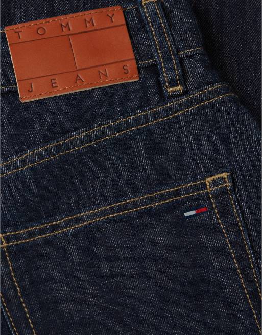 Tommy Jeans Ultra high rise tapered mom jeans with linen in dark blue, 6 of 6