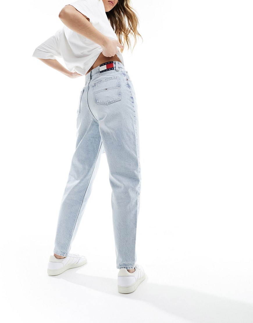 Tommy Jeans ultra high tapered mom jeans in light wash-Blue