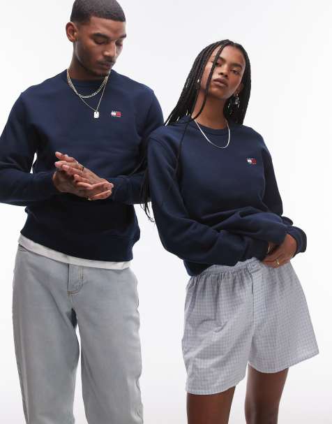 Tommy Jeans - Uniseks sweatshirt met logo in marineblauw - view 1