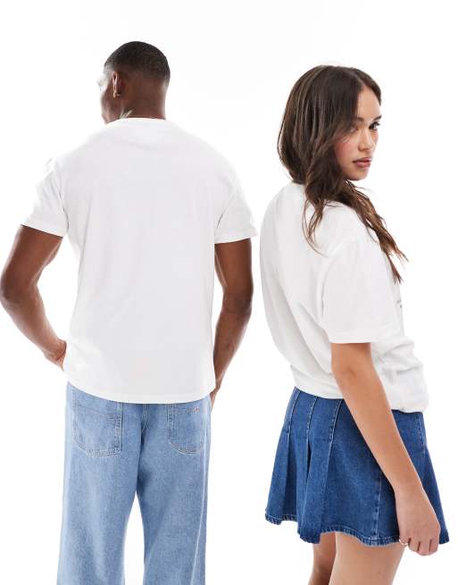 Tommy Jeans - Uniseks T-shirt met varsity tijgerprint in gebroken wit, 4 van 4