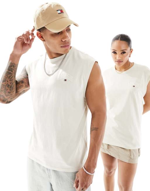 Tommy Jeans - Uniseks varsity tanktop in gebroken wit