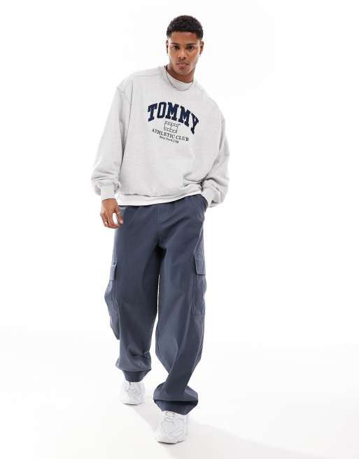 Tommy Jeans unisex boxy crew neck sweatshirt in silver gray