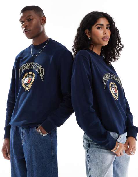 Tommy Jeans unisex crest logo sweatshirt in navy - view 1