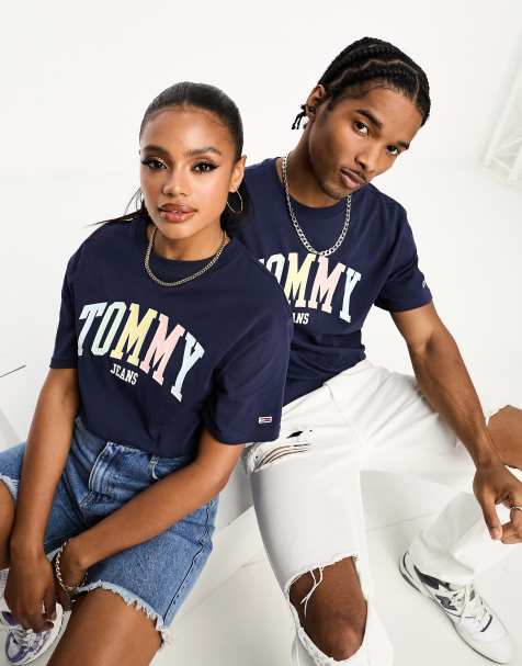 Tommy Jeans unisex graphic logo t-shirt in navy - view 1
