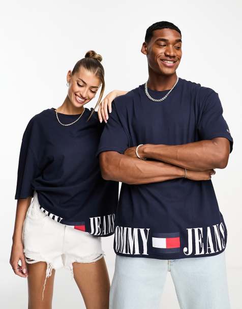 Tommy Jeans Unisex graphic logo t-shirt in navy