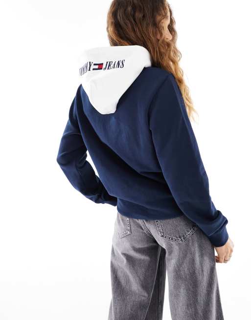 Tommy Jeans – Unisex-Kapuzenpullover in Marineblau mit regulärem Schnitt und Archive-Logo, 4 von 4