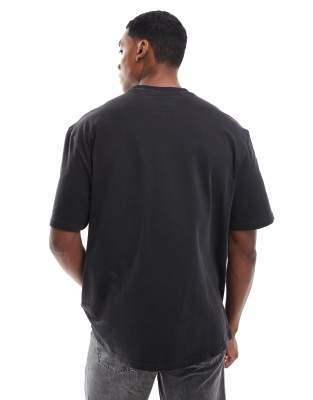 tommy jeans unisex large flag logo t-shirt in black