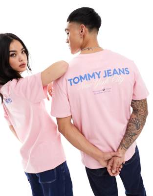 Tommy Jeans unisex regular colour pop NYC t-shirt in pink | ASOS